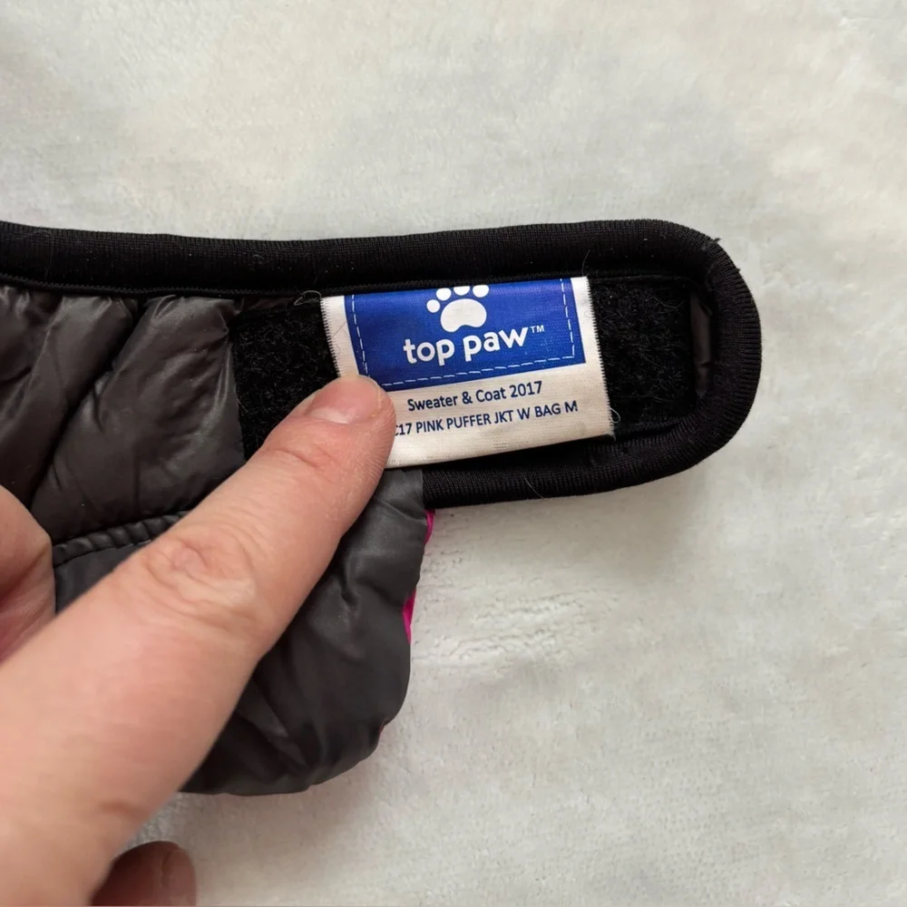 Top Paw Fuchsia and Black Quilted Dog Jacket OS